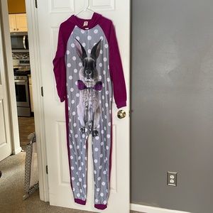 Onesy adult pajama fleece. Hooded